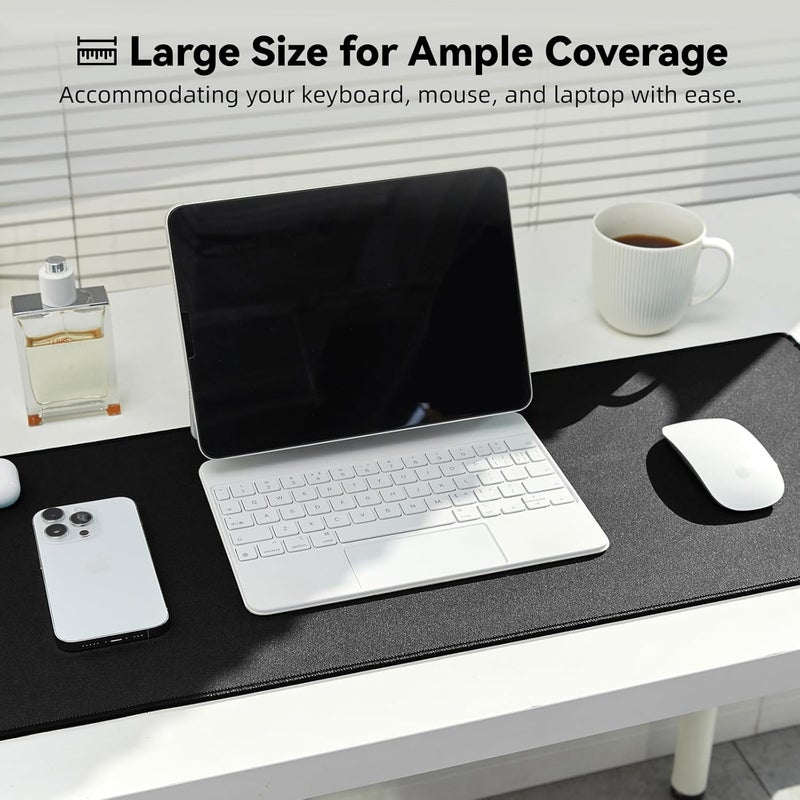 Reniteco Large Gaming Mouse Pad with Durable Stitched Edges, Non-Slip Rubber Base, Big Computer Keyboard Mouse Mat Desk Pad for Home Office Gaming Work, 31.5''x11.8''x0.12'', Black - Image 2